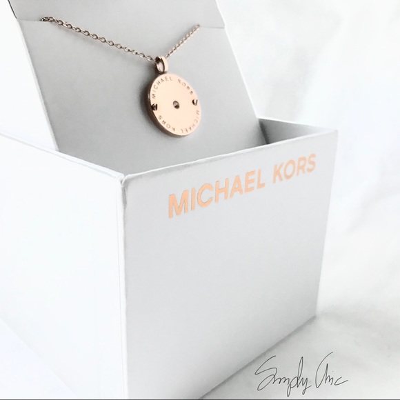 Restocked new MK rose Gold Tone logo disc pendant - Picture 2 of 5